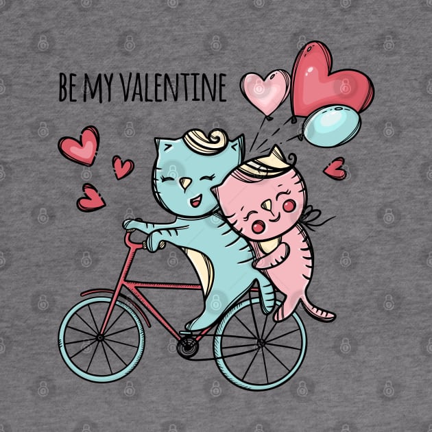 cats riding bicycle love by Mako Design 